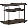 Furinno Turn-N-Tube No Tools 3-Tier Entertainment Center TV Stand for TV up to 32 Inch, Plastic Round Tubes, Dark Brown/Black