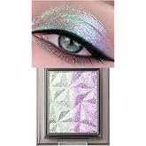 Holographic Sparkle Single Eyeshadow, Green Pink Glitter Multichrome Shimmer Highly Pigmented Eye Shadow Highlighter, Chameleon Metallic Iridescent Long-Lasting Eyeshadow Makeup Gift for Women-01