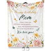 Levens Gifts for Mom Blanket 60"x50" Floral Happy Birthday Mom Blanket from Son Daughter to Mother Birthday Soft Cozy Lightweight Flannel Throw Blankets Decor for Mom's Couch Bed
