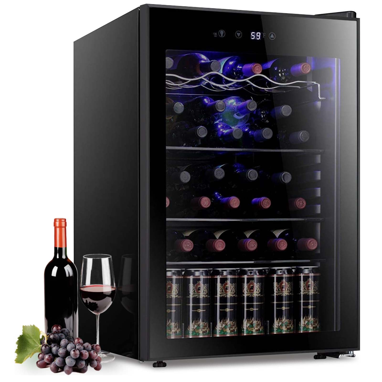 Photo 1 of Antarctic Star 36 Bottle Wine Cooler Beverage Refrigerator Small Mini Wine Cellar Beer Soda Bar Fridge Quiet Operation Compressor Adjust Temperature Freestanding Black, 4.4 Cu. Ft