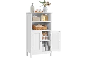 Yaheetech Bathroom Floor Cabinet, Free Standing Cabinet with Double Door and Adjustable Shelf, Side Tall Storage Organizer for Living Room/Kitchen/Hallway/Home Office, White