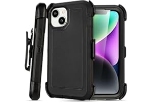 Yowtrey for Black iPhone 14 Case with Belt Clip, for Shockproof iPhone 14 Case Heavy Duty,3 Layers of Sturdy,Anti-Drop,Military-Grade Defender Cover for iPhone 14 Case Black