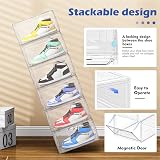 TidyTrove Shoe Storage Box 9 Pcs Clear Stackable Magnetic Door Organizer White view 5