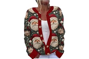 Plus Size Ugly Christmas Sweater for Women Cute Funny Snowman Graphic Xmas Open Front Button Down Sweater Cardigans