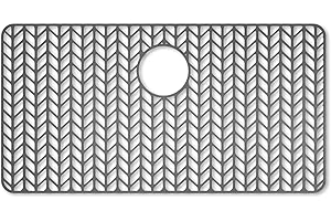 AWOKE Large Silicone Sink Protectors for Kitchen Sink, 30" x 16" Rear Drain Hole, Sink Mat for Bottom of Farmhouse Kitchen Stainless Steel Sinks, Raised Feet/Heat Resistant/Non-slip (Gray)