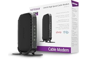 NETGEAR CM400 (8x4) DOCSIS 3.0 Cable Modem. Max download speeds of 340Mbps. Certified for Xfinity from Comcast, Spectrum, Cox