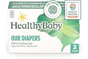 HealthyBaby Our Diapers | EWG Verified Safe & Plant-Based Diapers | Leak Protection | Soft Organic Cotton Shell | Chlorine-Free Diaper for Sensitive Skin | Size 2 (12-18 lbs) 66 Count