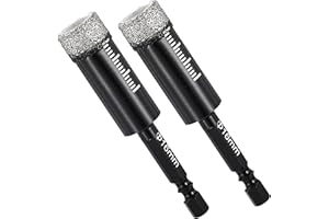DTGN Diamond Hole Saw 0.63"/16mm - 2 PCS - Good for Full Porcelain, Tile, Marble, Ceramic - Dry Diamond Drill Bits - Black