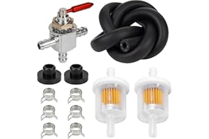 Canamax 1-633347 Cut-Off Fuel Valve - Compatible with Scag 2-Way 1/4in Barbs Steel Fuel Oil Gas Petcock in Line Valve with Fuel Filter Kit - Replaces Exmark 633347 Husqvarna 539102679 482212