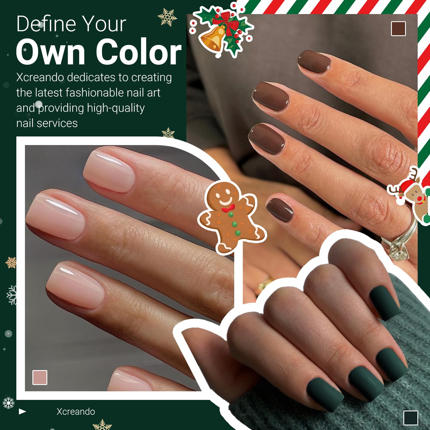 Brown Press on Nails Short Square, Short Fake Nails Glue on Short Square Nails Press ons, Soft Gel Glue on Nails Short Stick on Nails for Women Thick Reusable Solid Color Acrylic Nails 24pcs - Image 6