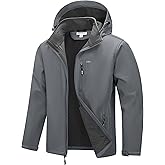 33,000ft Men's Softshell Jacket with Hood Fleece Lined Windbreaker Lightweight Waterproof Jackets for Hiking