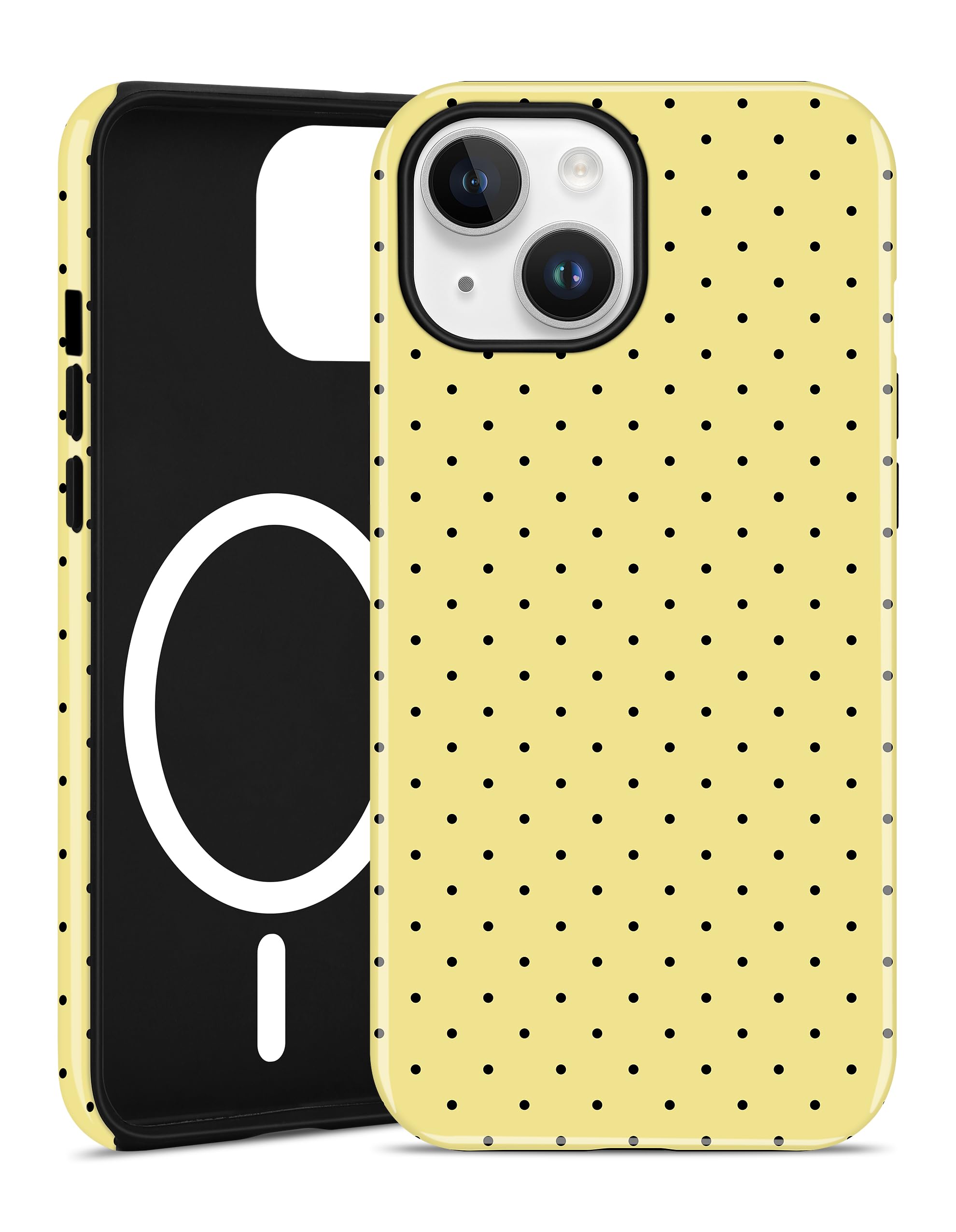 Photo 1 of Aitipy Magnetic Polka Dot Phone Case for iPhone 15 Plus, Compatible with MagSafe, Cute Yellow Polka Dots Aesthetic Soft TPU and Hard PC Shockproof Protective Phone Cover for Women Girls-Shiny