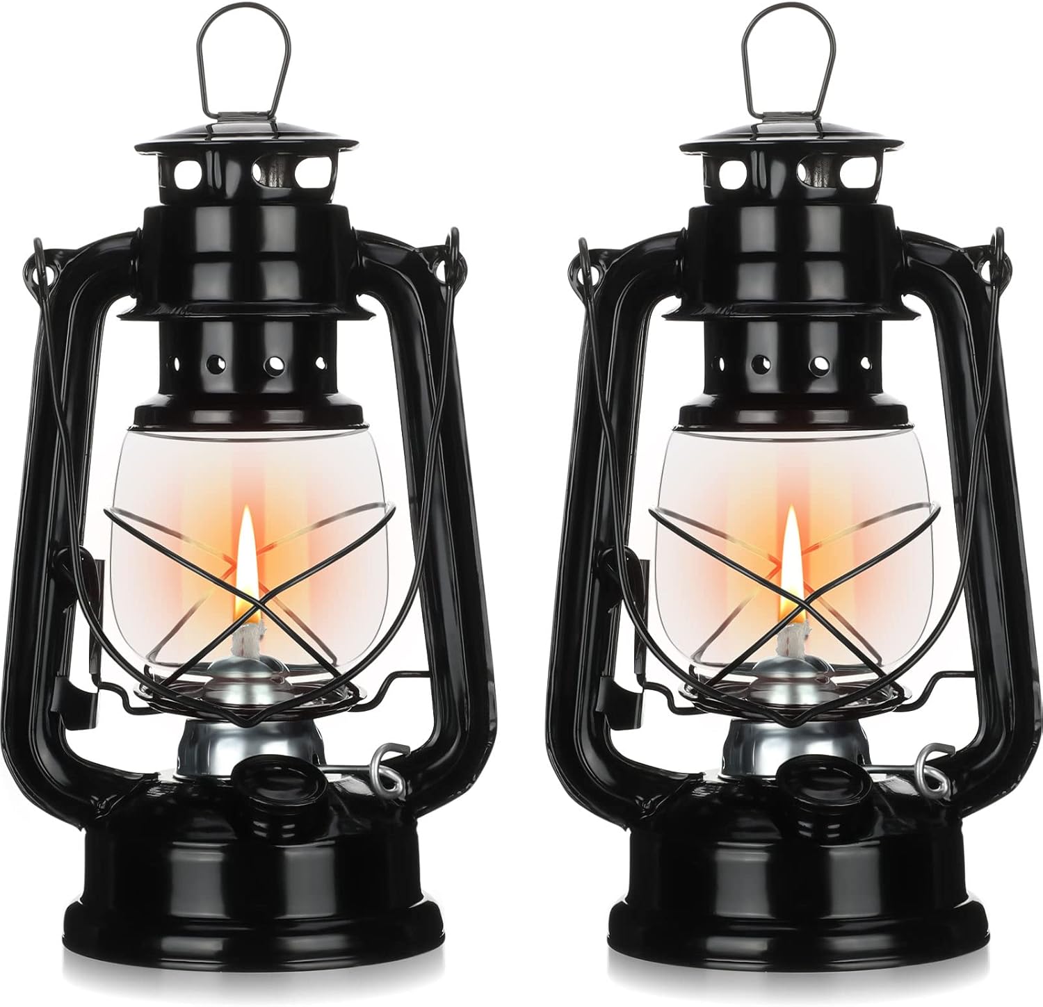 Oil Lamps & Accessories - 2 Pcs Hurricane Lantern 10 Inch Original Oil Burning Lantern Vintage Oil Lamp Outdoor Indoor Decorative Kerosene Lamp Hanging Kerosene Fuel Lanterns for Camping Home Patio