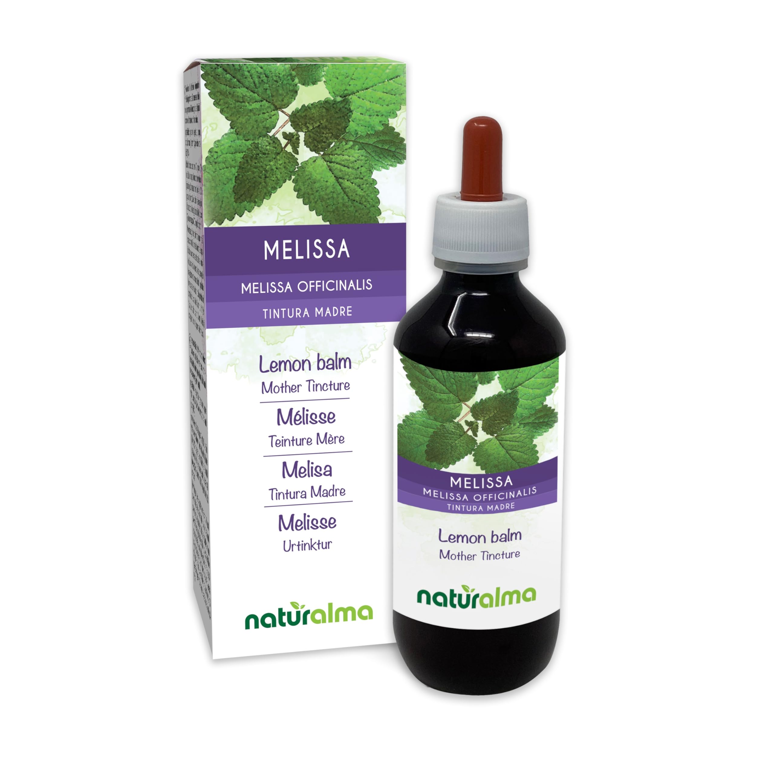 Lemon Balm (Melissa officinalis) Leaves Alcohol-Free Mother Tincture Naturalma - Liquid Extract Drops 200 ml - Food Supplement - Vegan