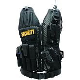 First Class Tactical Vests with Security ID Gold,Tactical Vest Outdoor, Breathable Training AirSoft Subcompact Black Vest