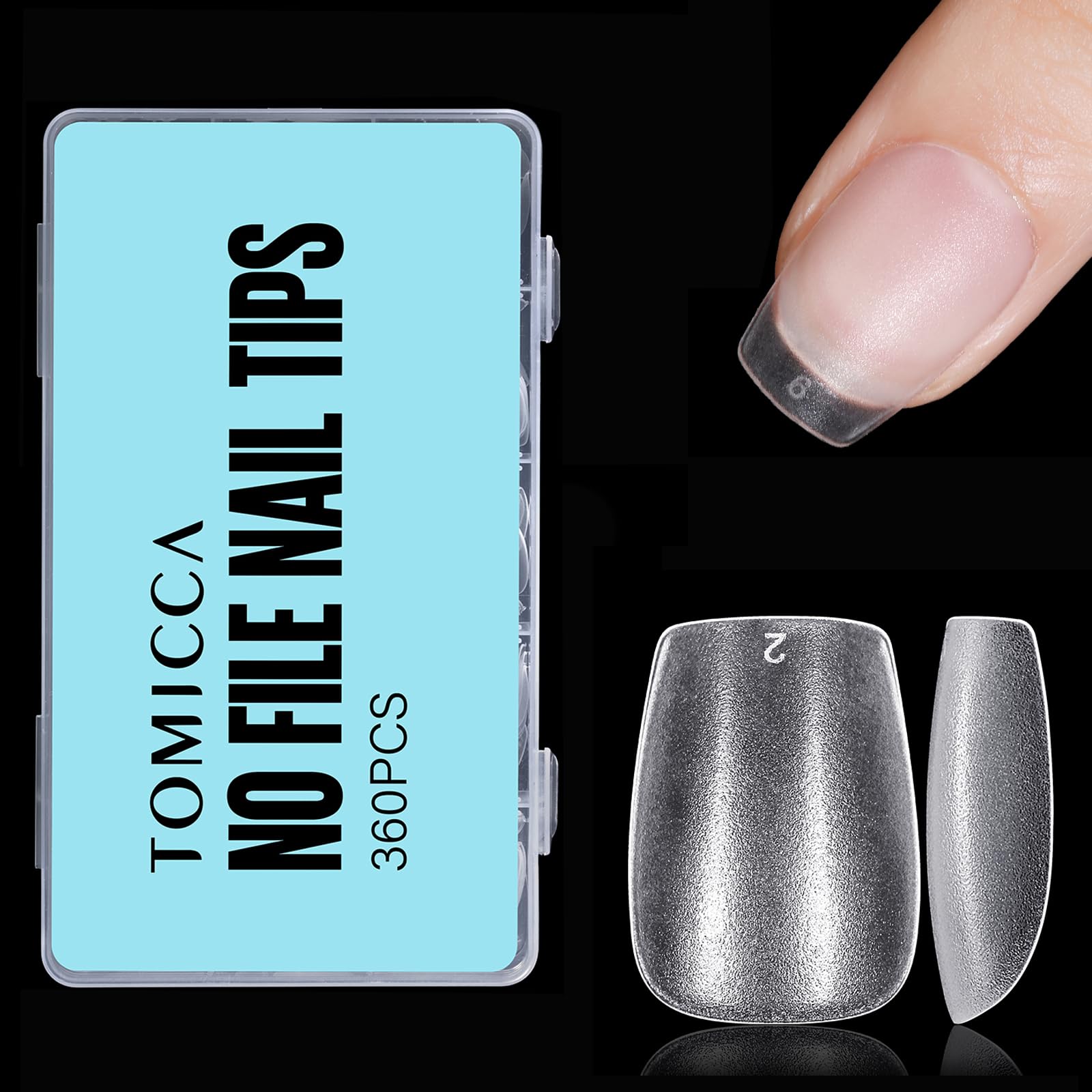 TOMICCA 360Pcs Extra Short Coffin Nail Tips - Matte Soft Gel Full Cover for Soak Off Extensions | 15 Sizes No-File DIY Kit, Salon & Home Manicure — image 1