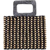 L*Space Chiado Bag, Walnut Wood Evening Clutch, Acrylic Handle Purse, Wooden Handbag for Weddings and Events