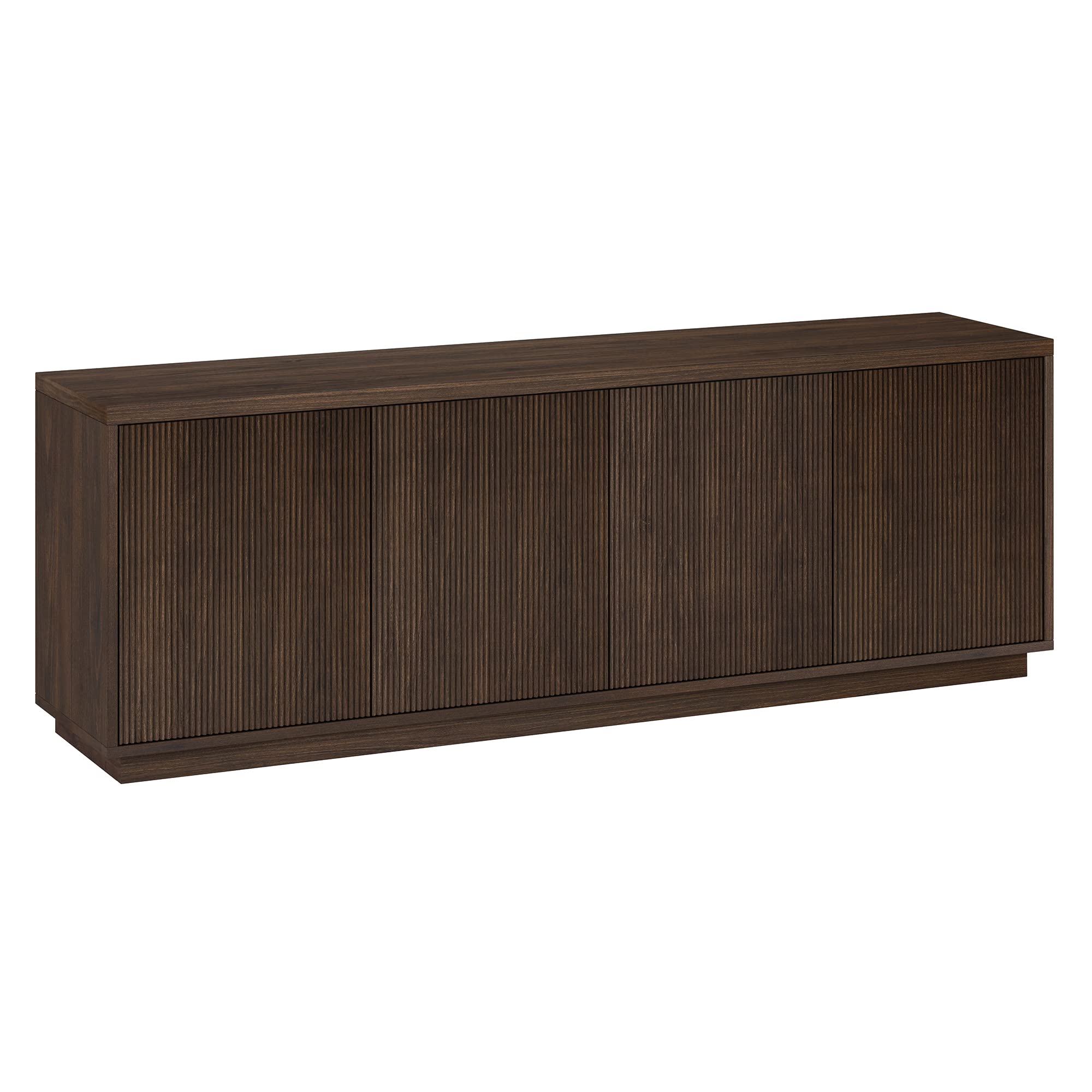 Photo 1 of ***DAMAGED - SEE NOTES/PICTURES***
Henn&Hart Fluted TV Stand for TVs up to 75" with 2 Concealed Ribbed Storage Cabinets and Adjustable Shelves for Living Room, Family Room, or Office, Rich Brown