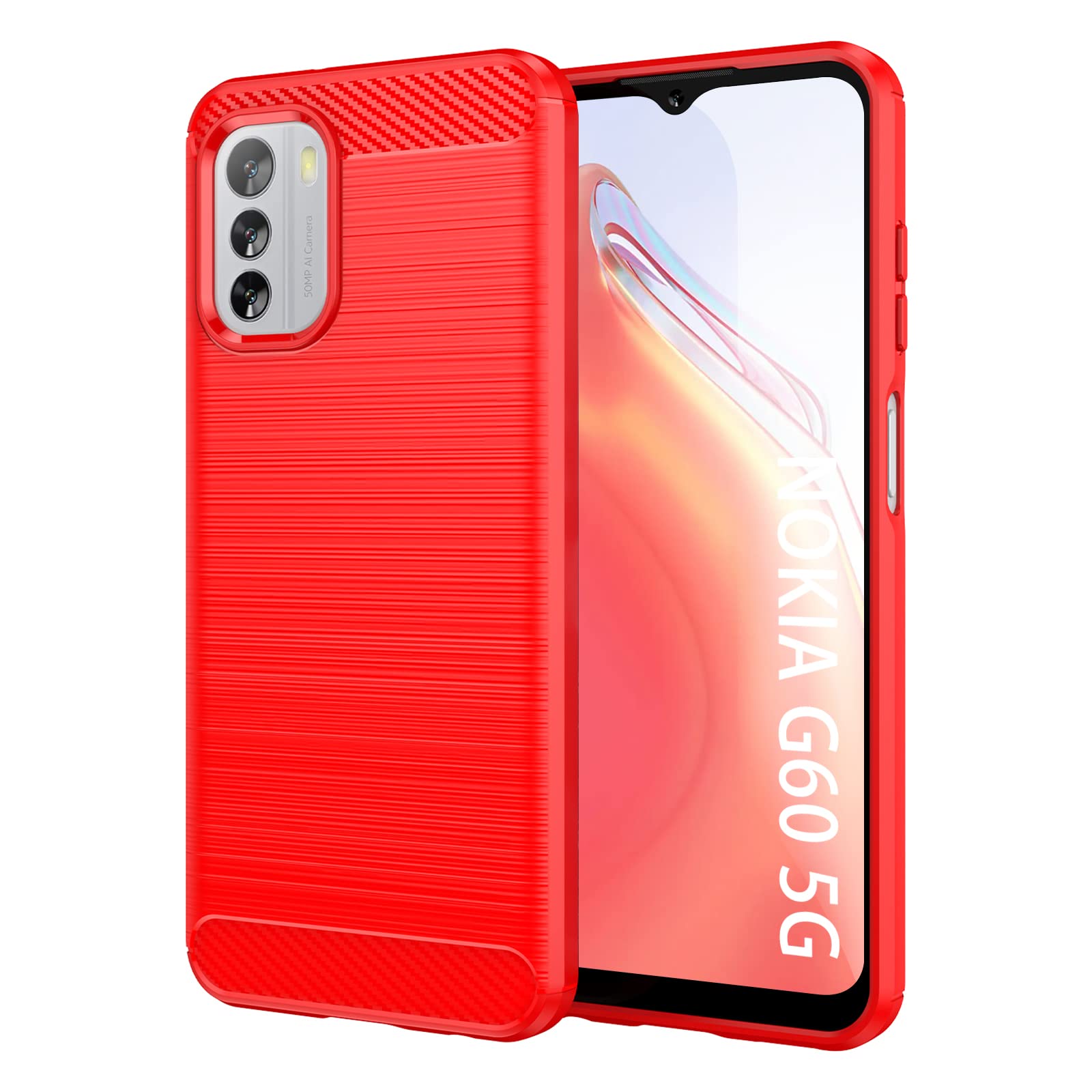 SCL Case for Nokia G60 5G Case Nokia G60 5G Case [Red], Carbon Fibre Effect Gel Grip Protection Cover [Anti Scratch][Anti Collision] Case Compatible with Nokia G60 5G