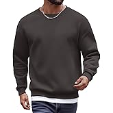 COOFANDY Men's Fleece Crewneck Sweatshirt Cotton Long Sleeve Pullover Casual Thermal Shirts