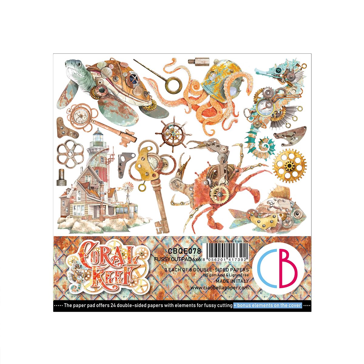 Ciao Bella Coral Reef 6"x6" Fussy Cut Pad