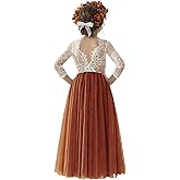 2Bunnies Girls Rose Lace Back A-Line Tutu Tulle Party Flower Girl Dress