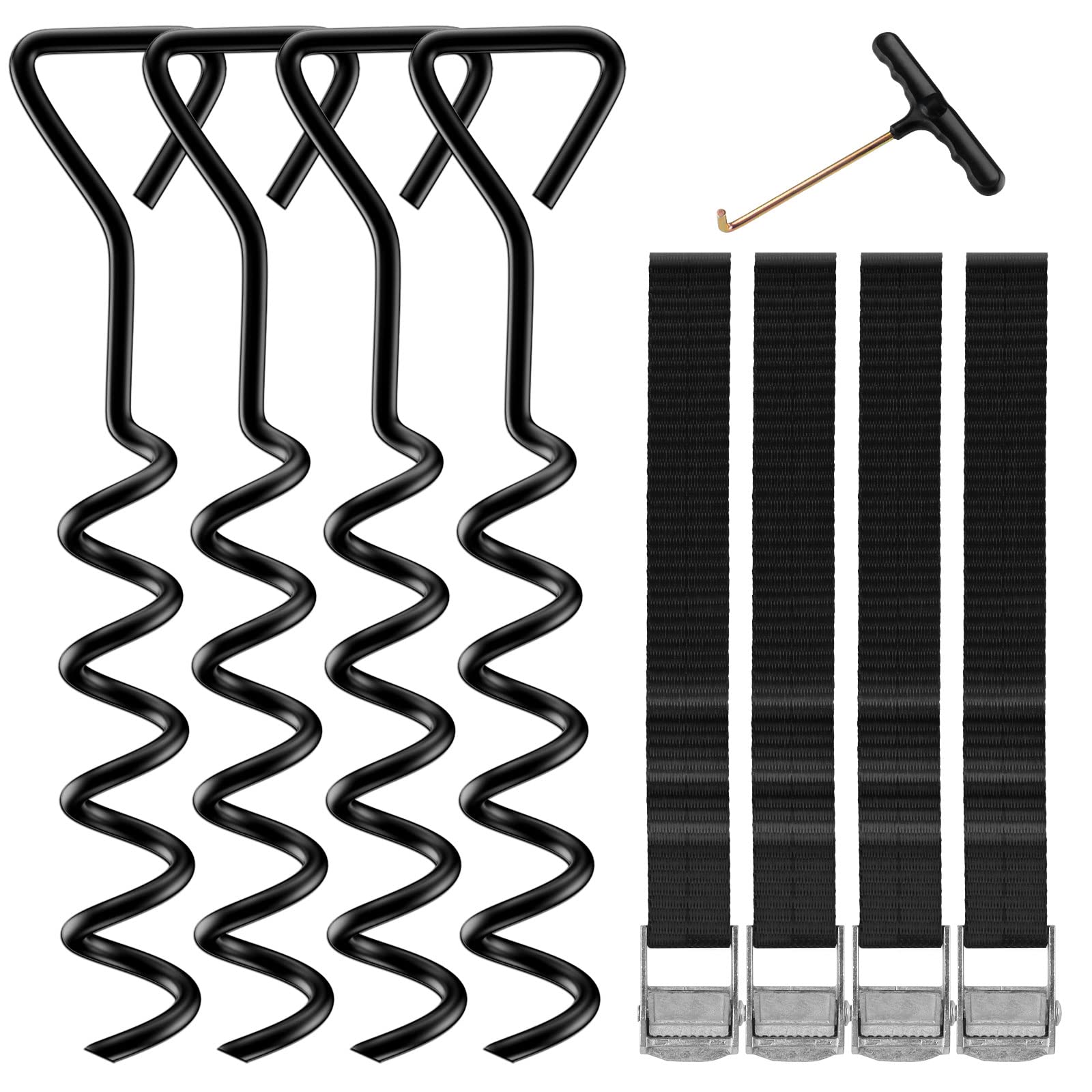 Heavy Duty Trampoline Stakes Anchors High Wind,Galvanized Steel Trampoline Anchors Kit for 15ft,14ft,12ft,10ftTrampoline,15.8inch Ground Anchors Trampoline Accessories