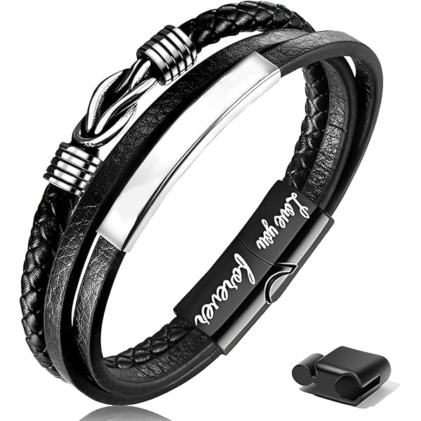 Pulsera De Cuero Para Hombre Gues Con Cierre Magnético Multicapa De Vaca Trenzada Negro Y Marrón Joyería I.780850124