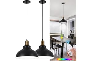 XIGUCUCN Battery Operated Pendant Lights,Rechargeable Pendant Light with Remote,Black Gold Pendant Light Fixtures for Kitchen Island,Modern Industrial Hanging Lights for Dining Room Hallway Entryway(2 Pack)