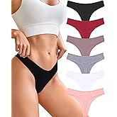CUTE BYTE Cotton Thongs for Women Sexy Womens Underwear Breathable Stretch Low Rise Ladies Panties 6 Pack XS-XL