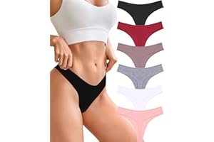 CUTE BYTE Cotton Thongs for Women Sexy Ladies Panties Breathable Stretch Hipster Cotton Underwear 6 Pack S-XL