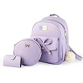 Aogist Mini Leather Backpack Purse 3-Pieces Fashion Bowknot Zipper Bags Cute Casual Travel Daypacks for and Women
