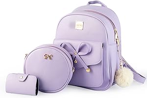 Aogist Mini Leather Backpack Purse 3-Pieces Fashion Bowknot Zipper Bags Cute Casual Travel Daypacks for and Women
