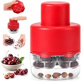 CUNSENR 7-in-1 Cherry Pitter Tool for 7 Cherries at Once, Large Capacity Cherry Corer &amp; Cherry Seed Remover with Splash Guard, Easy Push Fruit Pitter for Cherries, Olives, Red Dates, Red