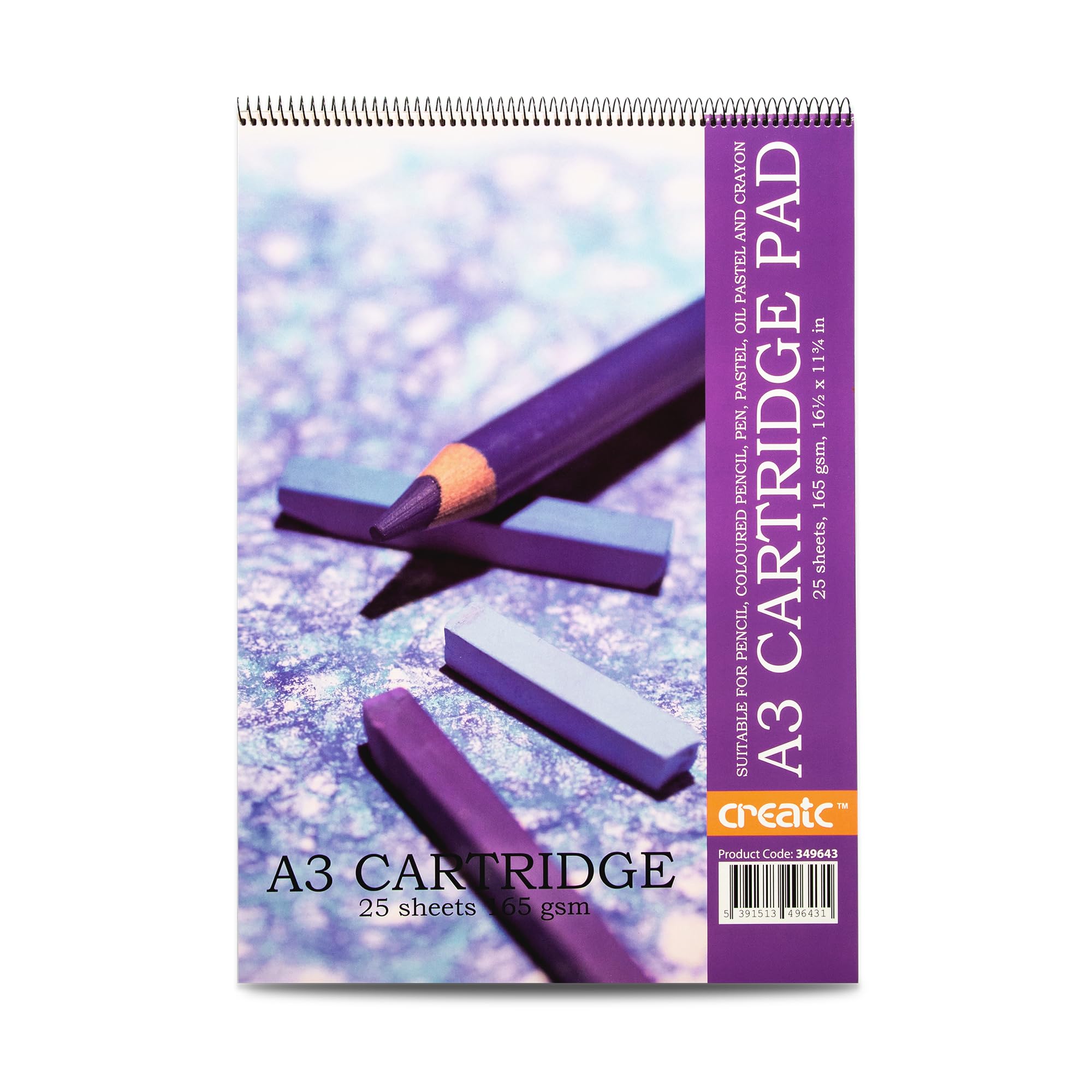 Create Spiral A3 Cartridge Pad – 165gsm Mixed Media Art, Sketching & Drawing Pad, Suitable for Pencil, Pen, Crayon & Pastels, for Artists, Students and Professionals– 25 Sheets
