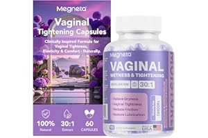 MEGNETA Vaginal Tightening Capsules for Women – Kacip Fatimah, Manjakani & Slippery Elm – Support Elasticity, pH Balance & Intimate Dryness Relief – 60 Vegan Capsules
