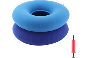 ANABIUP 2 Pack Inflatable Donut Pillow Ring Seat 15 Inch Round Portable Donut Cushion Pillow for Home Office Chair Wheelchair Car, 2 Colors