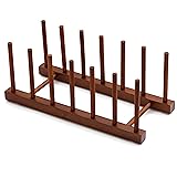 HBlife 6 Slots Teak Dish Plate Bowl Cup Book Pot