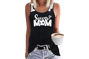 BINLANHANAT Soccer Mom Tank Top Women Soccer Mama Sleeveless Shirt Soccer Lovers T Shirt Causal Summer Workout Vest Top