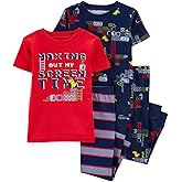 Carter's Toddler Boy's 4 piece Cotton Pajama Set (Screen Time, 5T)