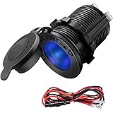 Cigarette Lighter Socket Car Marine Motorcycle ATV RV Lighter Socket Power Outlet Socket Receptacle 12V Waterproof Plug (LED 