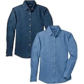 Joe's USA Ladies Long Sleeve Value Denim Shirts in Sizes XS-4XL