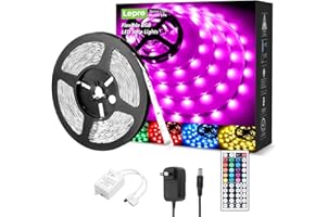 Lepro RGB LED Strip Lights Kit, 16.4ft 12V Flexible LED Light Strip, 5050 SMD LED, Color Changing Rope Light with Remote Cont