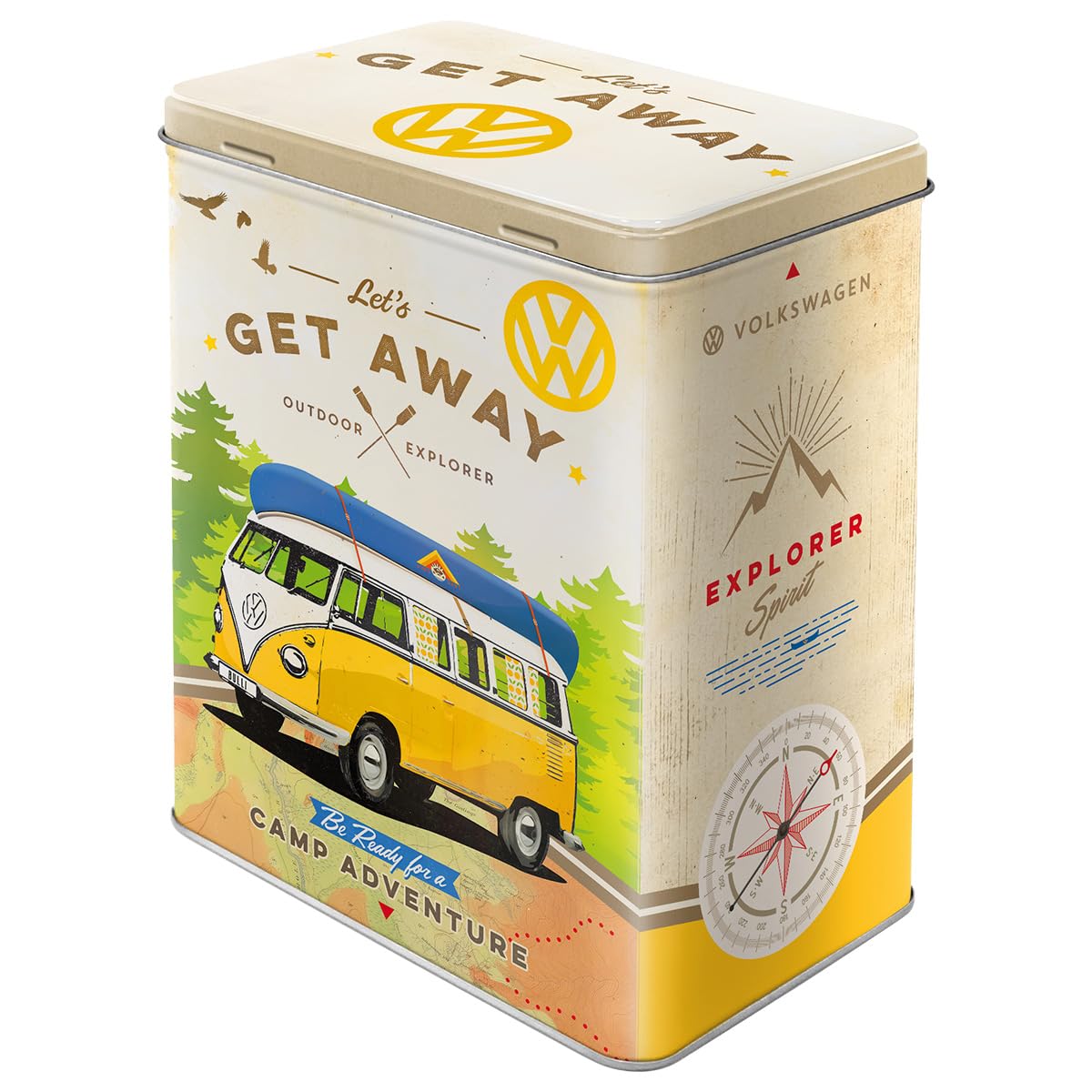 Nostalgic-Art Retro Storage Jar L, Volkswagen Bulli - Let's Get Away - VW Bus Gift Idea Large Tin Coffee Tin Vintage Design 3L