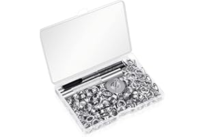120 Sets Grommet Tool Kit 1/4 Inch, Cridoz 1/4 Grommet Eyelets Kit with Setting Tools and Storage Box for Fabric, Tarps, Curtains
