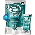 Fresh-Tips | Disposable Mini Toothbrush | Travel Toothbrush | Fresh Breath & White Teeth on The Go, Peppermint | 100 Pieces