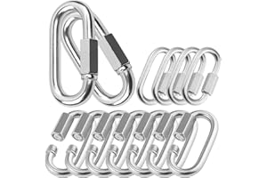 EVANCENT Quick Links, Chain Links Connector, 620lbs Capacity Heavy Duty Carabiner Clips, Galvanized Thread Quick Link Hardware for Safety Chain Swing Gym Hammock, Screw Lock Oval Locking Carabiner