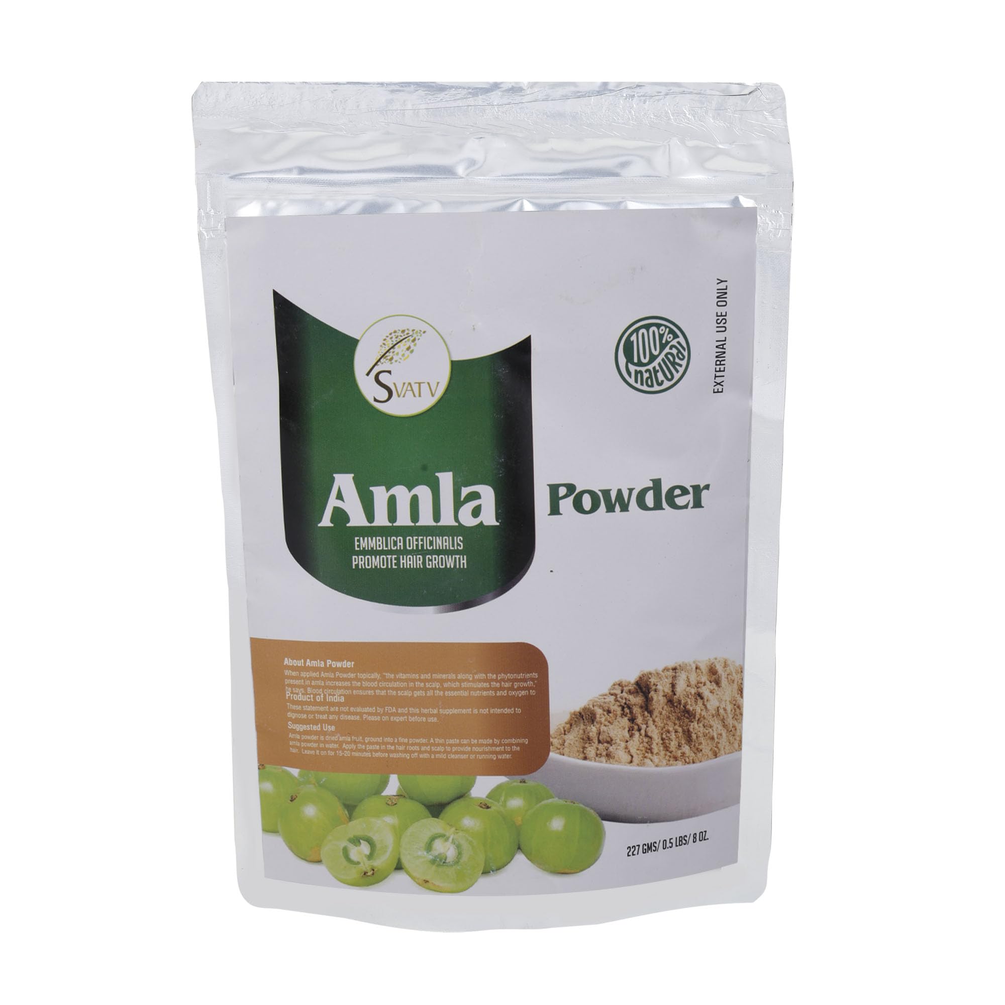 SVATV Amla Powder (Emblica Officinalis) | Indian Gooseberry Powder|Hair Care | Strong & Long Hairs | Hair Growth Powder | Size - 227 Grams