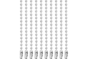 Lemonkey 10Pcs Ball Beads Chain Bulk,Silver Keychain Rings Metal 4 Inch Dog Tag Metal Small Chain with Connectors for Hanging Decoration