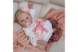 KSBD Reborn Baby Dolls - 18 Inch Realistic Baby Doll Girl, Real Life Baby Dolls with Cute Soft Vinyl Body, Real Baby Doll Newborn Lifelike Baby Gift with Accessories for 3+ Years Old Kids